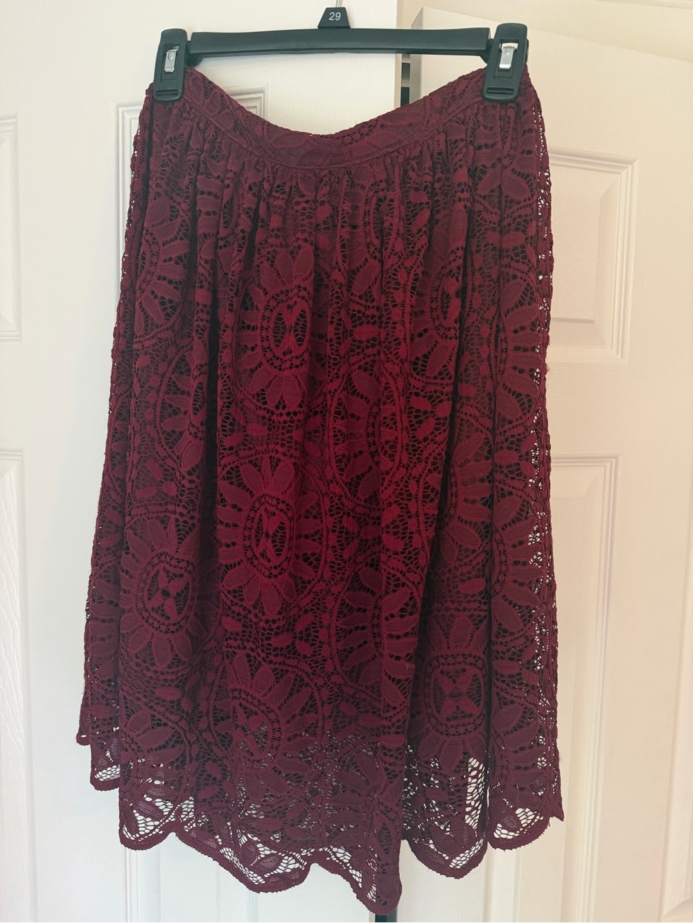 Xhilaration Burgundy Lace Midi Skirt